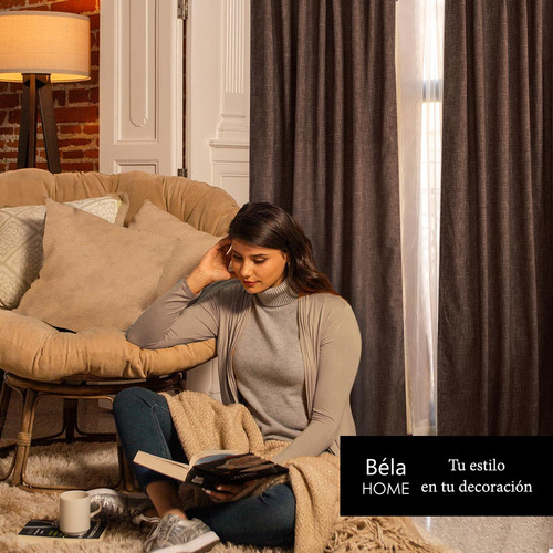 2 Cortinas Béla Sienna Doble Tela + 1 Velo 2.85m Alto X 2.80