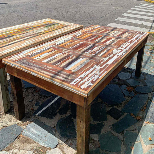 Mesa De Comedor Madera Maciza Reciclada Vintage Rústica 2mt