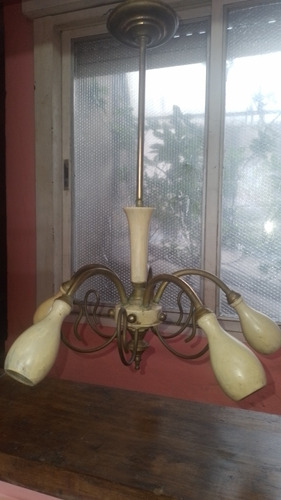 Araña De Bronce Y Madera (Usado)
