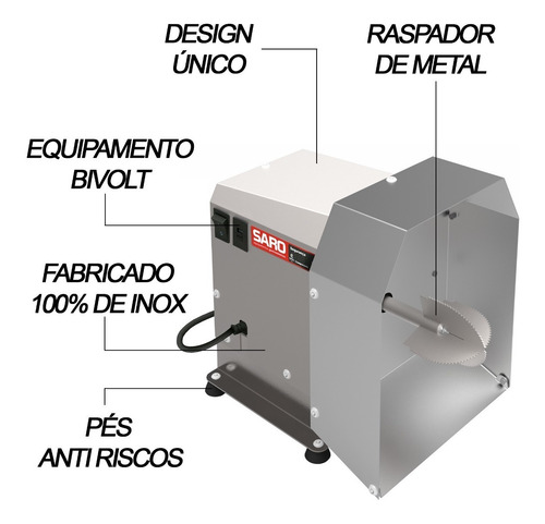 Imagem 2 de 4 de Ralador Raspador Elétrico Bivolt Para Ralar Coco Saro