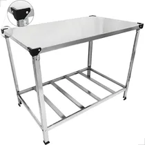 Comprar Mesa Bancada Aço Inox Manipulação 120x70 Cozinha Industrial Multiuso Prateleira Gradeada Reforçada Marca Cozinha Gourmet