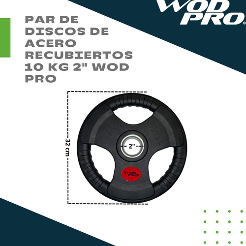 Par De Discos Acero Recubiertos 10 Kg Olímpicos 2 Pulgadas