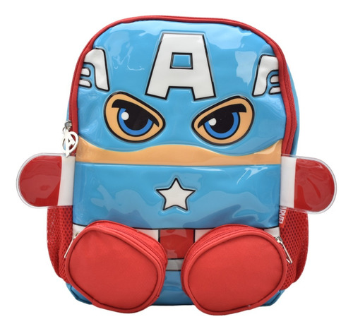 Mochila Capitan America Azul Estampado Relieve Kinder 159590 Ruz 