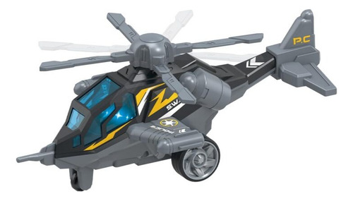 Helicóptero De Fricção Blue Sky Com Som E Luz Dm Toys Cor Cinza