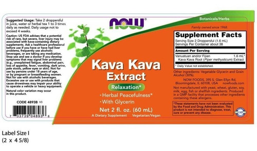 Extracto Líquido Kava Con Glicerina Now (60 Ml)