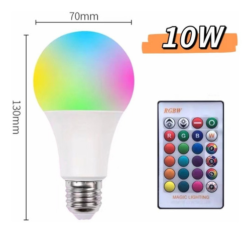 Lampada Led 10w Colorida Troca Cor Controle Remoto Potente Cor da luz RGB 110V/220V