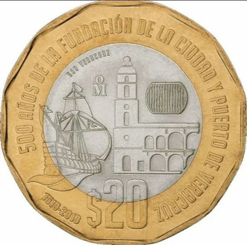 Moneda $20 Conmemorativa 500 Años Veracruz Nueva Sin Circula