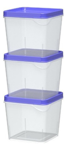 Kit Porta Mantimentos Organizador Dispensa Modular Prático Cor Azul