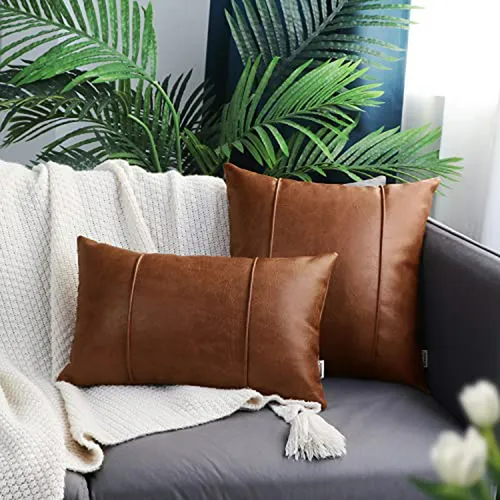 Funda De Cojín De Cuero Marrón Brawarm 12x20 Pulgadas - Deco