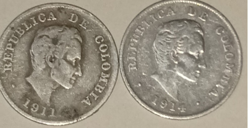 Dos Monedas Antiguas De Colombia