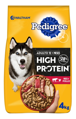 Pedigree High Protein Alimento Perros Adultos Res Y Pollo 4k