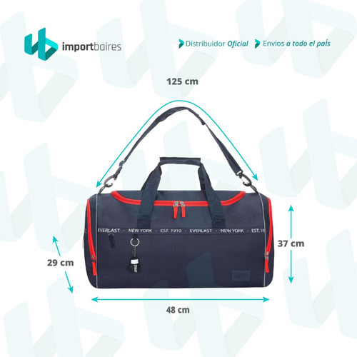 Bolso Deportivo Everlast Original Urbano Grande Bolsillo Gimnasio Boxeo Viajes Reforzado Mujer Hombre Unisex