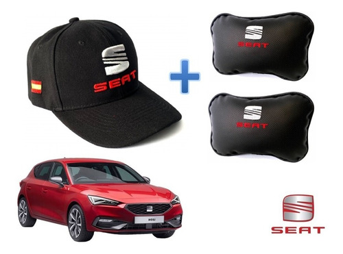 Gorra Bordada + Par Cojines Asiento Seat Leon 2021 A 2024