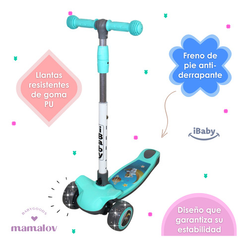 Scooter De Pie Plegable Con Música De 2 A 12 Año Ibaby Cyber
