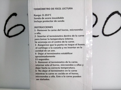 Imagen 6 de 6 de Termómetro Pincha Carne Analógico De Acero Inox 200 Grados