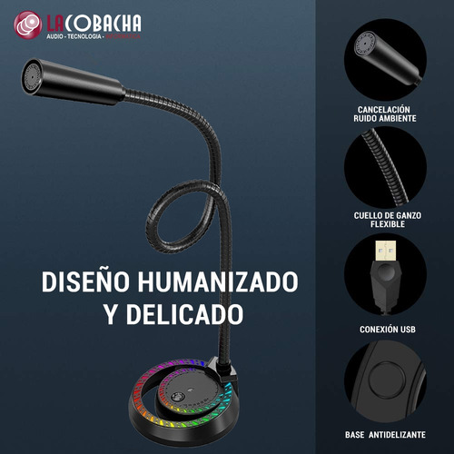 Imagen 5 de 9 de Microfono Gamer Usb Rgb Muteo Regulacion Vol Chat Pc Stream