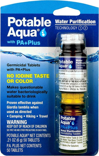 Potable Aqua I Water Purification Tablets With Pa I 100 Tabs