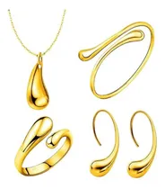 Comprar Joyería 4 Piezas Collar Aguja De Plata S925  Anillo Aretes Dorado