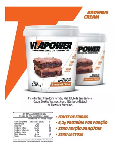 Pasta De Amendoim Integral Vitapower 1kg - Sabores Premium Sabores Brownie  Cream