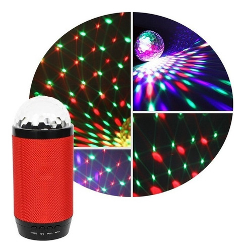 Parlante Bluetooth Portatil Rgb Usb 5w Bateria 500mah Luces Color Rojo