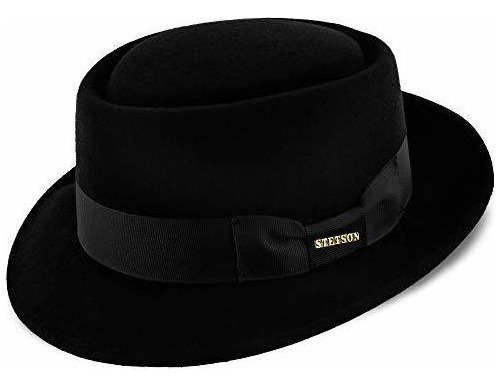 Stetson Cranston Sombrero Porkpie De Fieltro De Lana Negro