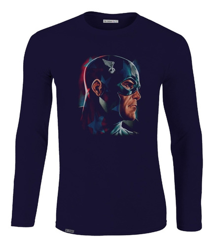 Camiseta Manga Larga Capitán América Avengers Hombre Lbo