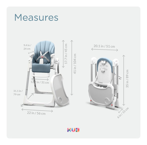 Silla Alta Plegable 3 En 1 Para Bebé (azul) | Silla Alta Mul