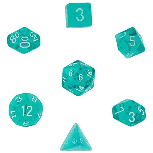 Set De Dados Translucidos Poliedricos De 7 Dado Teal D4 D6 D