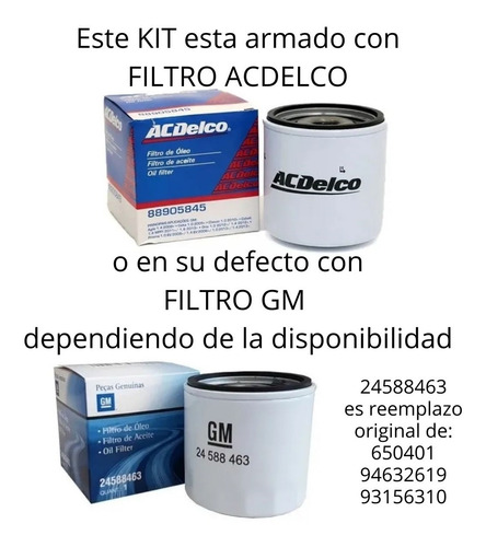 Imagen 4 de 10 de Kit Filtros + Aceite Acdelco Semi Chevrolet Onix / Prisma