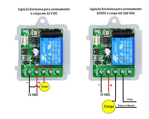 Modulo Rele 1 Canal 12v 10a E Controle Remoto Sem Fio 433mhz