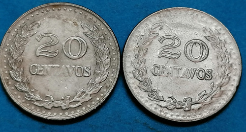 Colombia Variedad 20 Centavos 1974 ( Mirar 9 Remarcado)