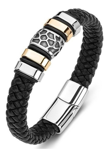 Pulseira Bracelete Leopardo Luxo Inox Aço + Couro Promoção