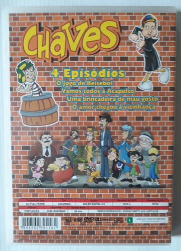 Dvd Chaves Em Desenho Animado - 4 Episódios - Ótimo Estado (Usado)