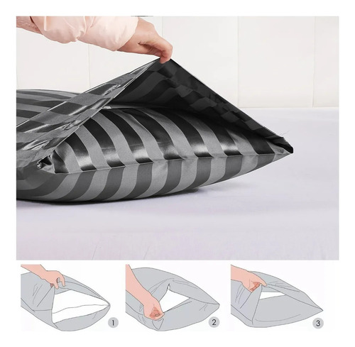 Fundas De Almohada Estándar Seda Pura Suaves Premium Color Gris Oscuro