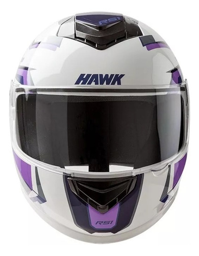 Imagen 6 de 7 de Casco Para Moto Integral Hawk Rs1 Alpha Blanco Violeta S