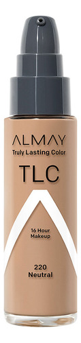 Base de maquillaje líquida Almay TLC Base de maquillaje Truly Lasting Color tono 220 neutral - 30mL 50g