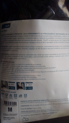Tipóia Estofada Imobilizadora Velpeau Uso Bilateral Tam M