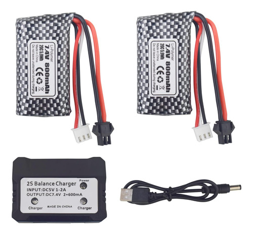 Fytoo 2pcs 7.4v 800mah Con Batería De Litio Sm Con Enchufe C