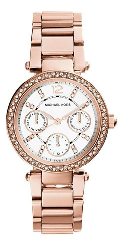 Reloj Michael Kors Parker Mk5616 Oro Rosa Original Para Dama Color del fondo Blanco