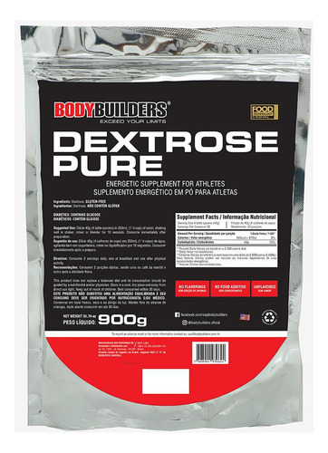 Dextrose Pura - Refil - 900g - Bodybuilders
