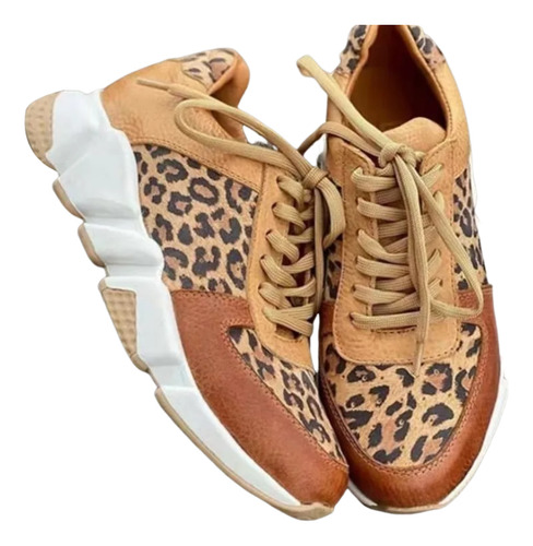 Zapatos Casuales Con Estampado De Leopardo, Talla Grande, Pa