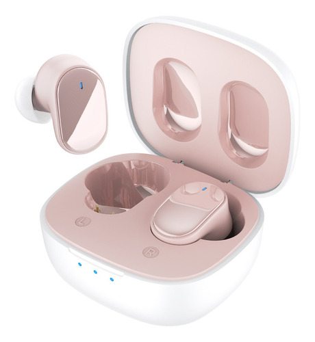 Audífonos in-ear gamer inalámbricos HTC TWS7 rosa con luz LED