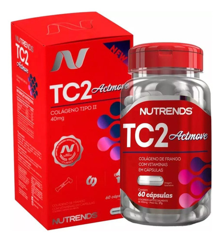 Tc2 Actimove - Tipo Colágeno Uc2 - 60 Capsulas - Nutrends