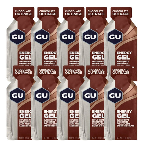 Kit 10 Gel De Carboidrato Isotônico Gu Energy Gel - Sabores Sabor Chocolate