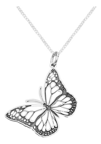 Dije Y Cadena Oxidado Mariposa Plata 925 Con Envio