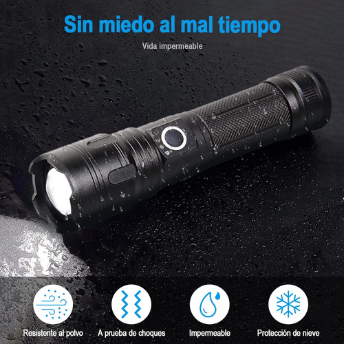 Linterna Led 2400 Lúmenes Recargable Usb Impermeable
