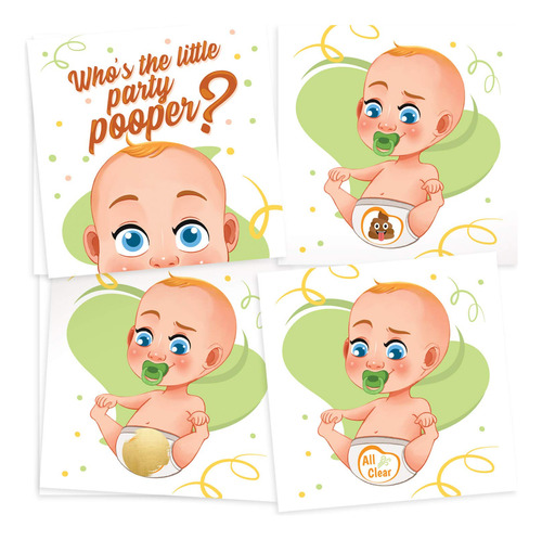 33 Divertido Juego Baby Shower  Boleto Pañal Emoji Scratch