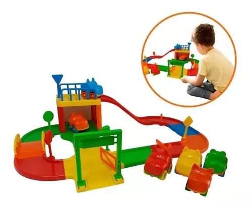 Pista De Carrinhos Corrida Brinquedo Infantil + 6 Carrinhos