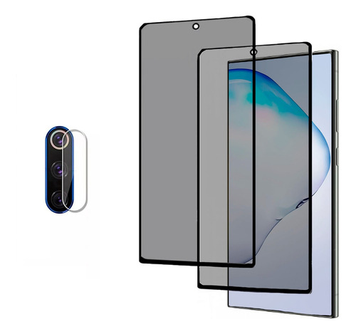 2 Cristales D Privacidad + Mica Cámara Samsung Note 10 Plus
