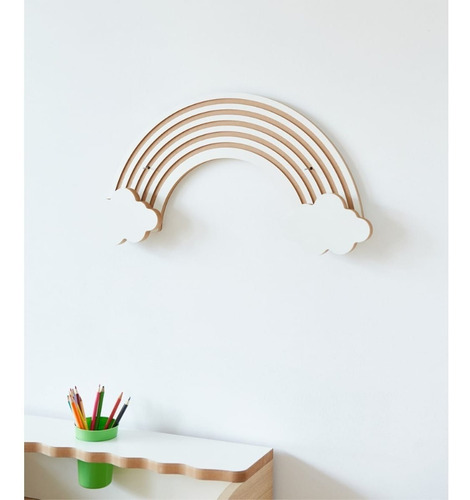 Imagen 2 de 10 de Perchero Infantil Pared Nordico Gancho Colgante Arco Iris Sm